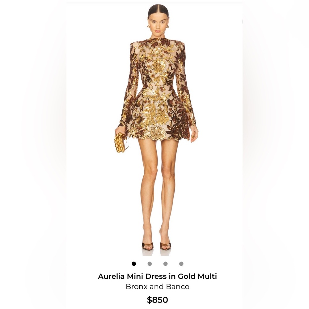Bronx and Banco Gold and Tan Long Sleeve Dress